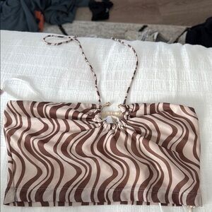 Brown and Cream Halter Top
